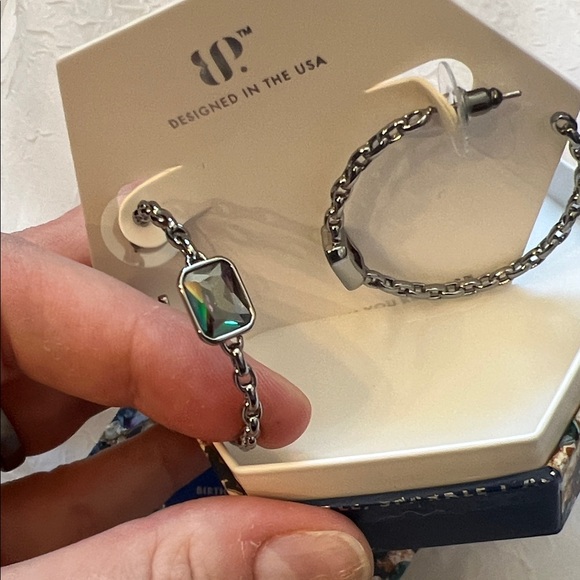 Bomb Party June 2025 Subtle Statements Hematite and Alexandrite hoops - Picture 2 of 3